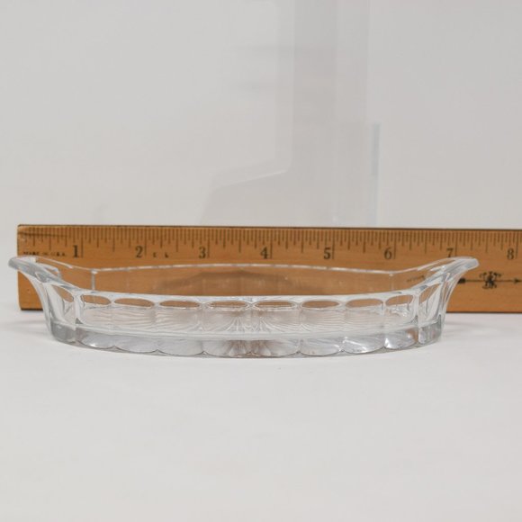 Vintage USA Heisey Glass Starburst Oval Relish Dish Clear Handle Diamond H - Picture 14 of 15